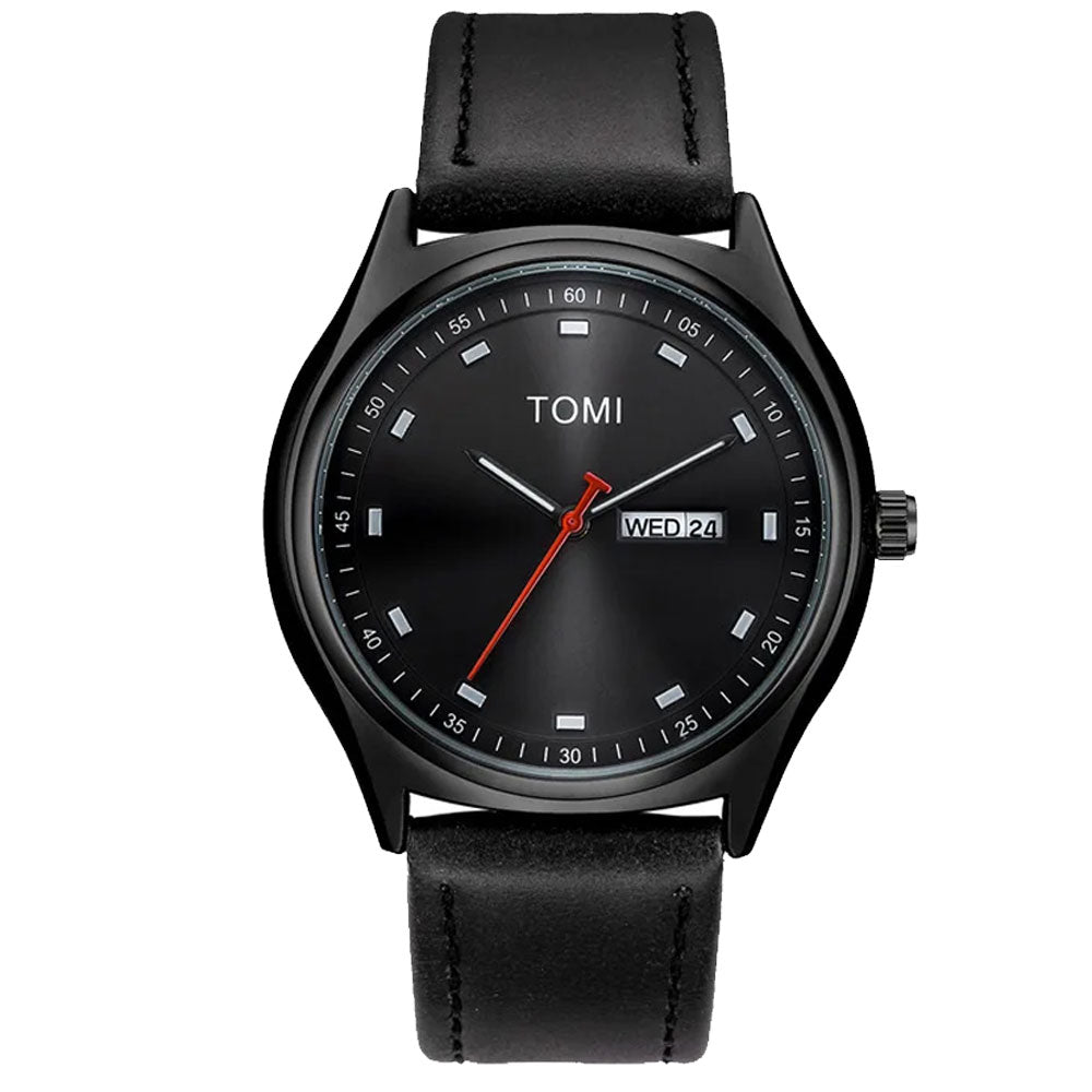 TOMI T-030 Men&#39;s Watch Date &amp; Day Quartz Leather Straps