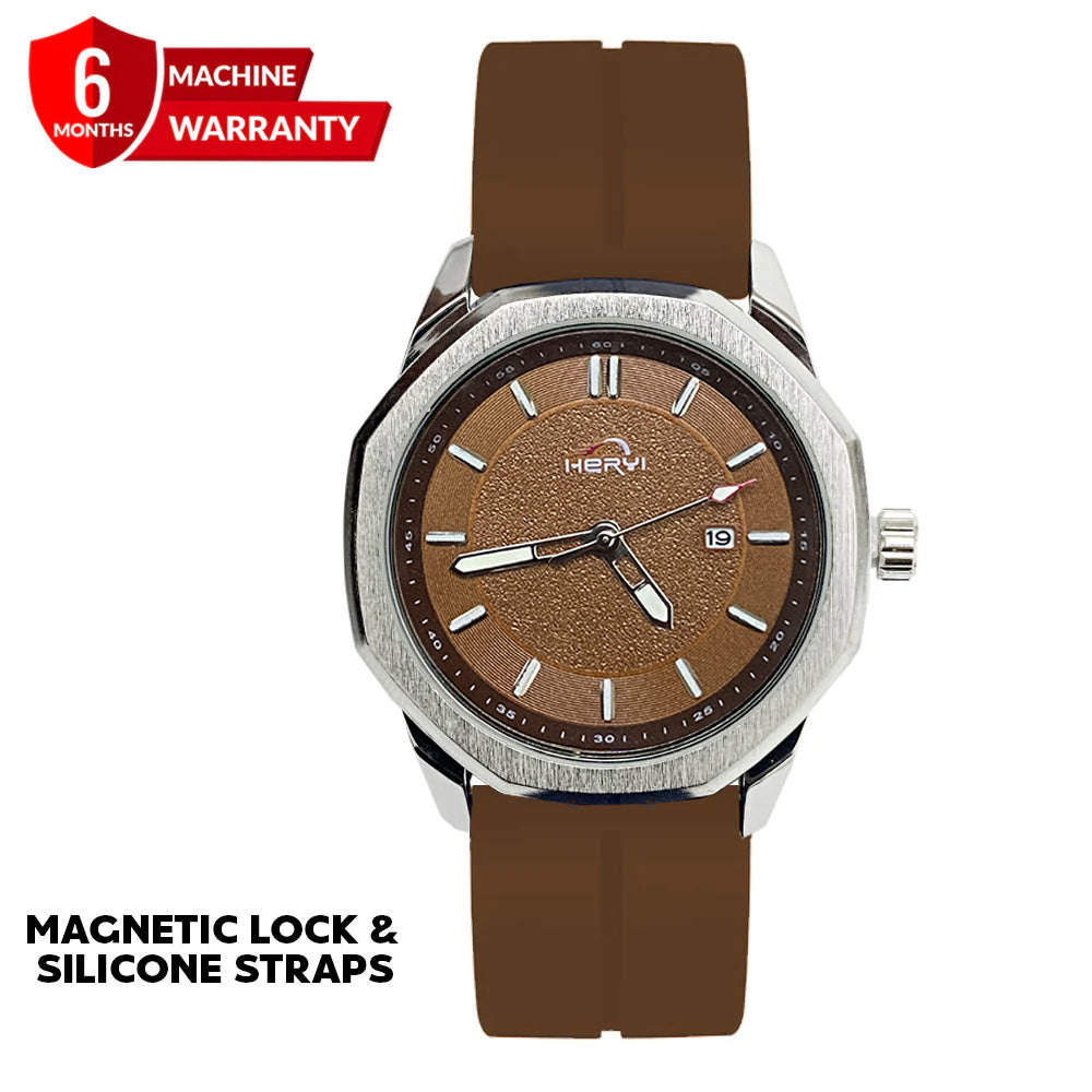 Heyri - Silicone Rubber Straps &amp; Magnetic Lock Watch For Men