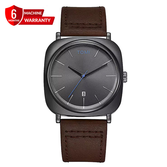 TOMI T-084 Men's Watch Quartz Date Leather Straps