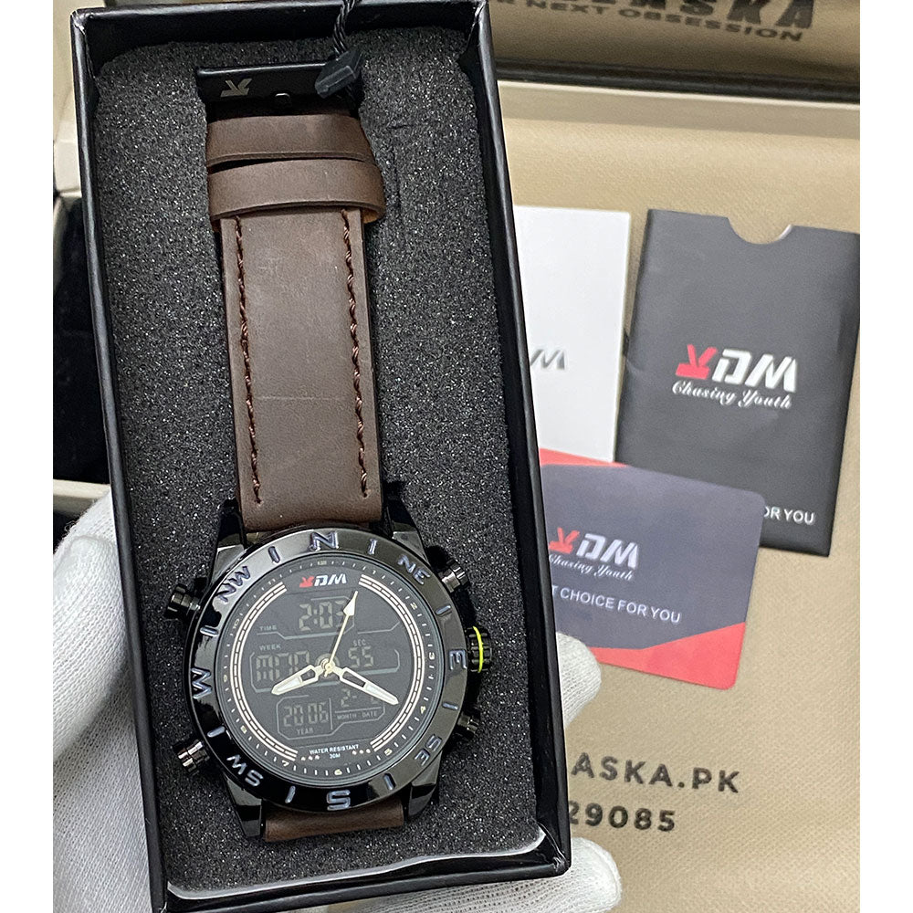 Kademan KDM-8012 Dual Time Leather Straps Watch