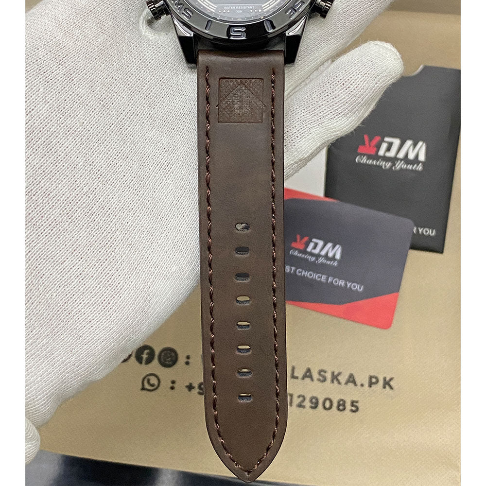 Kademan KDM-8012 Dual Time Leather Straps Watch