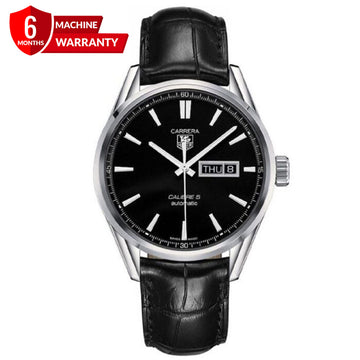 Carrera Tag Heuer - Master Lock, Day & Date , Leather Strap Watch