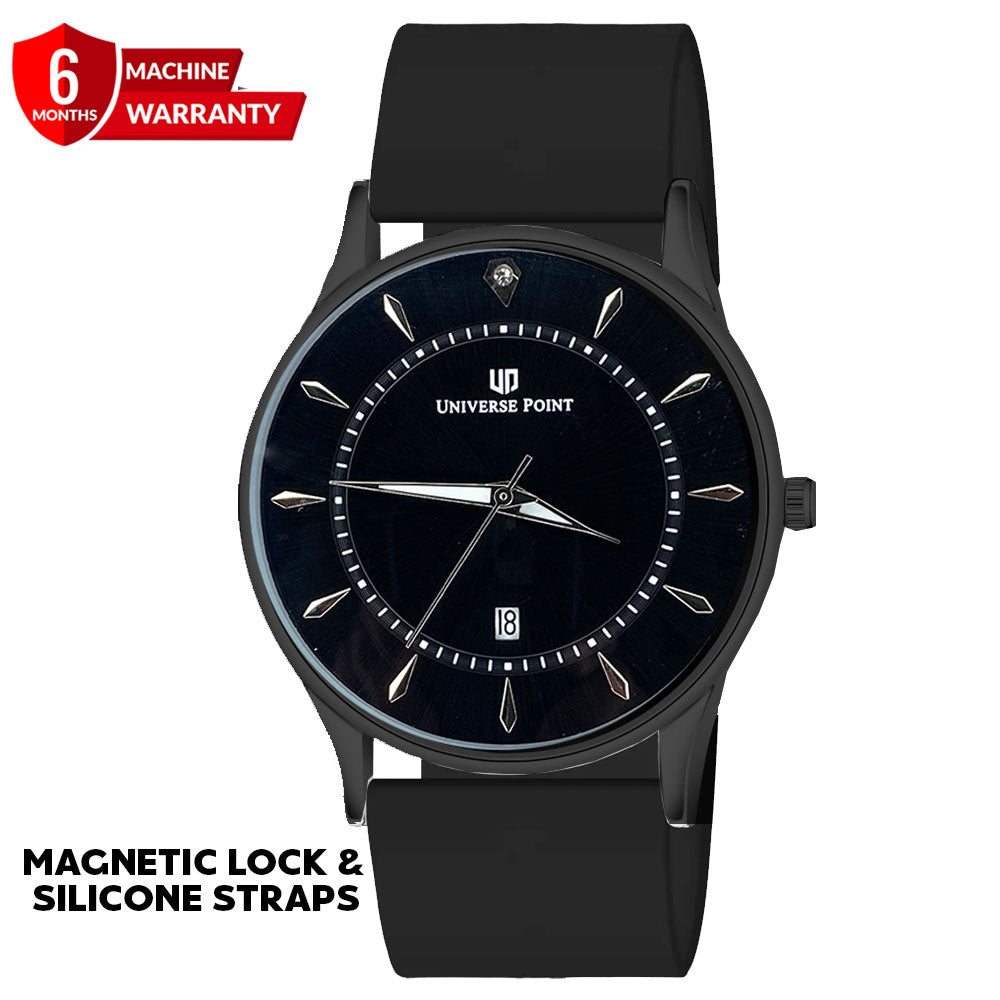 Universe Point Magnetic Lock & Silicone Rubber Straps Watch