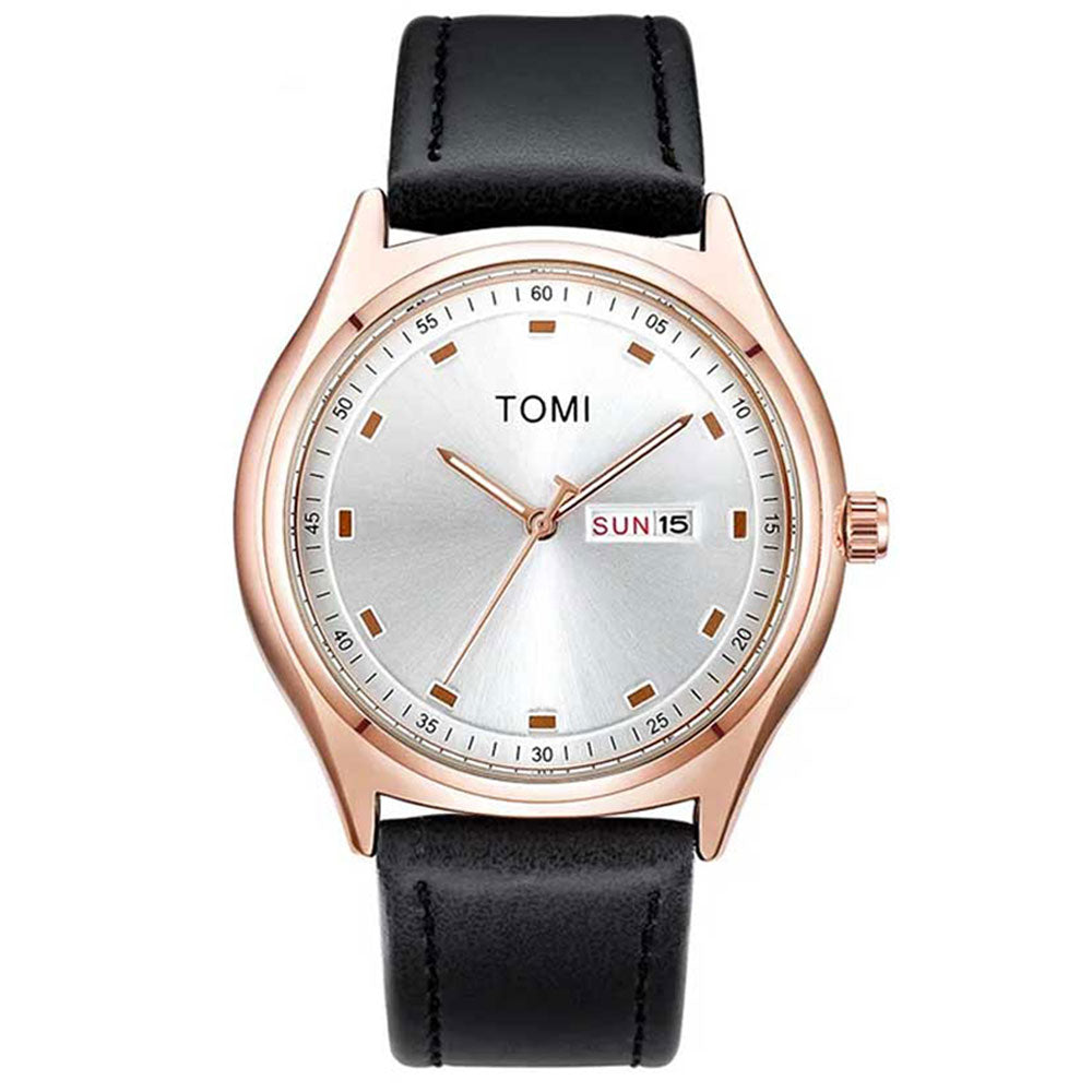 TOMI T-030 Men&#39;s Watch Date &amp; Day Quartz Leather Straps