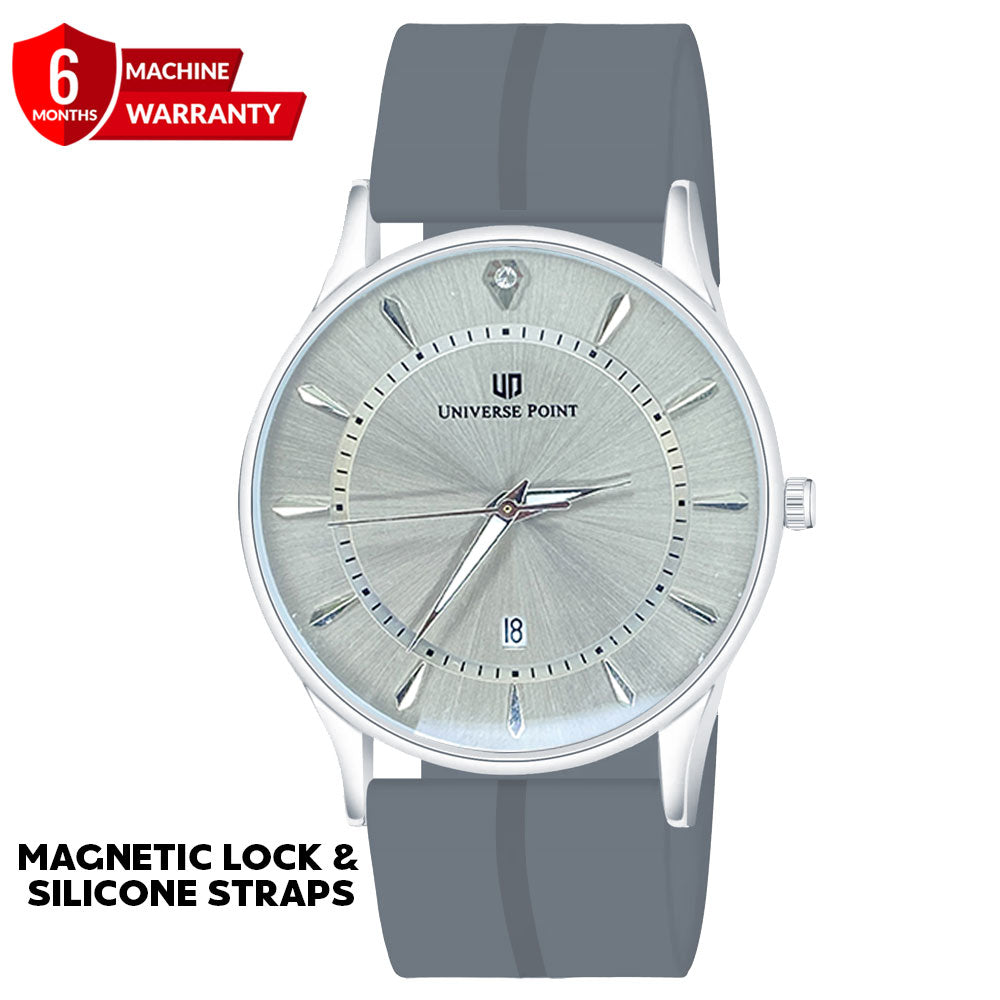 Universe Point Magnetic Lock & Silicone Rubber Straps Watch