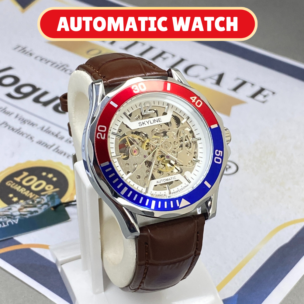 SKYLINE Automatic - Mechaincal Moment Rotatable Bezel Straps Watch for Men