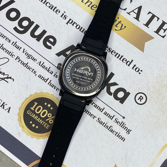 HERYI Square Dial Analog Quartz Movement Straps Watch With Date Display For Men