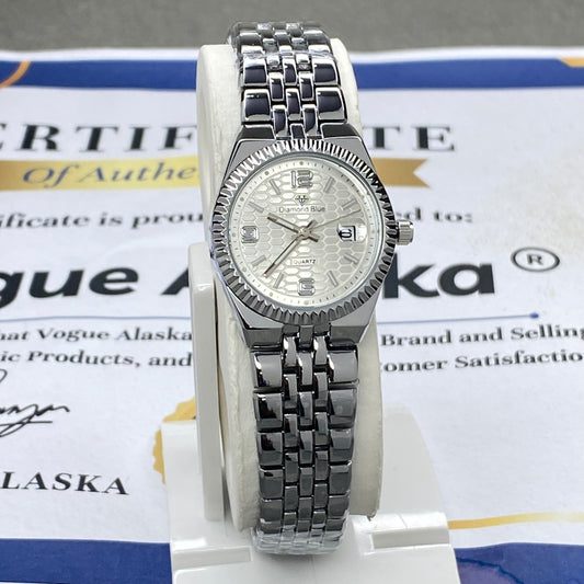 Diamond Blue Round Dial Luxury Chain Watch - A Perfect Gift For Her