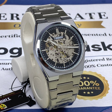 Time Key Mens Automatic Mechanical Movement Stainless Steel Chain Watch