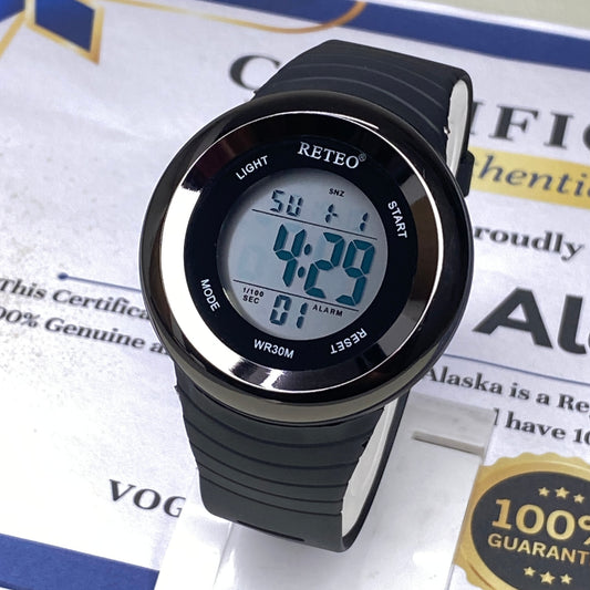 RETEO Round Dial Touch Digital Display MultiFunctional Sports Watch