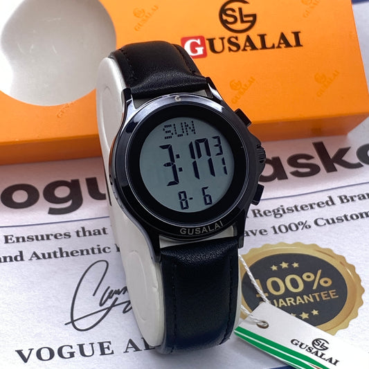 Gusalai Round Dial Digital Display Multifunctional Straps Watch For Men