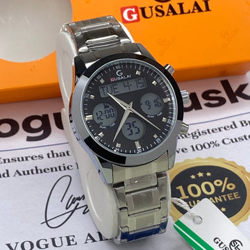 Gusalai Mens Stainless Steel Made Multi-Functional Chain Watch