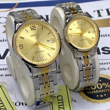 CITIZEN Analog Time Format Luxury Chain Couple Watches With Date Display