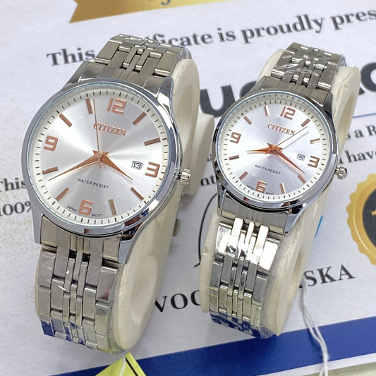 CITIZEN Analog Time Format Luxury Couple Watches With Date Display