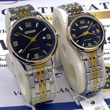 CITIZEN Analog Quartz Display Classic Couple Watches With Date