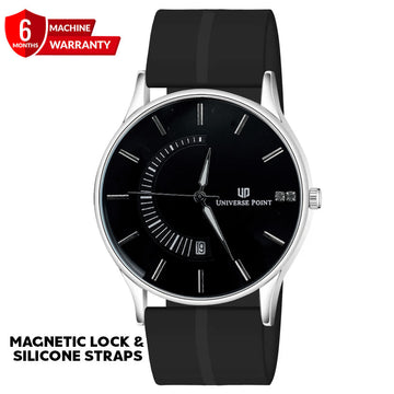 Universe Point Magnetic Lock & Silicone Rubber Straps Watch