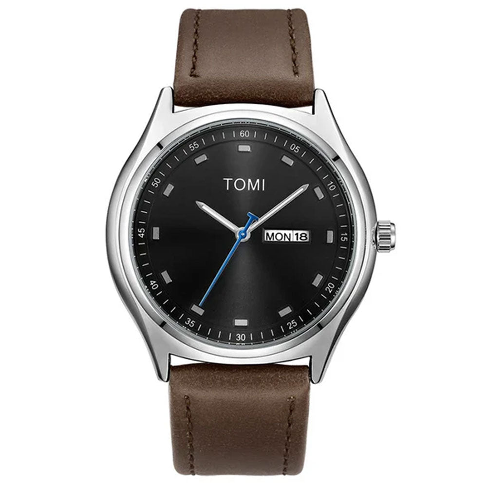 TOMI T-030 Men&#39;s Watch Date &amp; Day Quartz Leather Straps