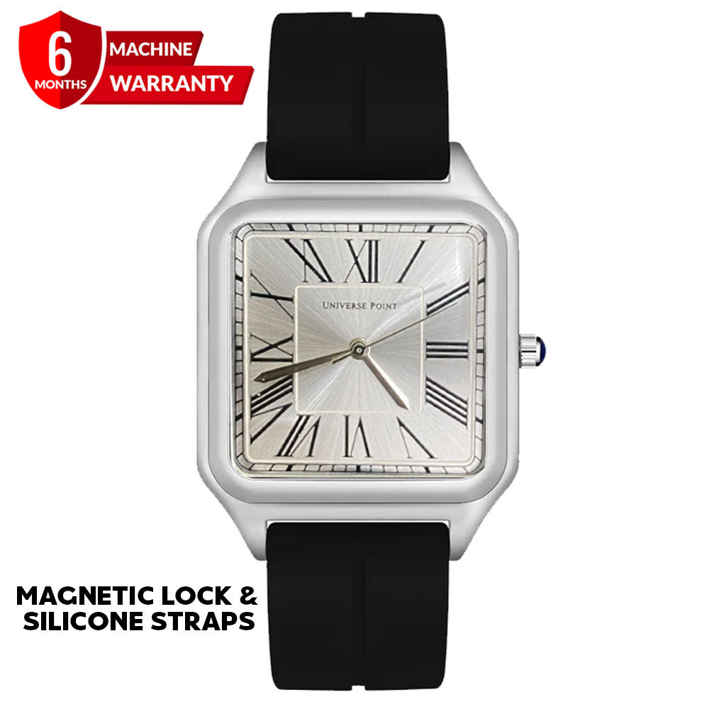 Universe Point Square Design Magnetic Lock &amp; Silicone Straps Watch