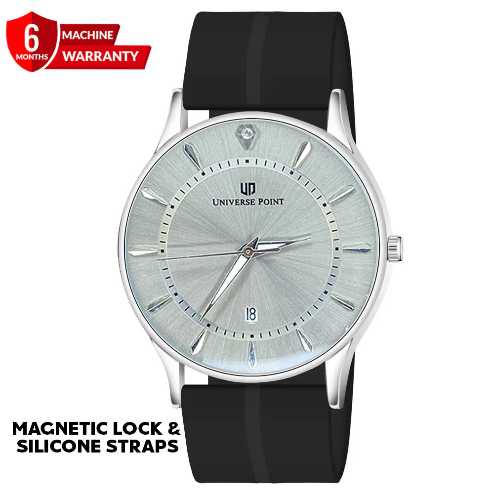 Universe Point Magnetic Lock & Silicone Rubber Straps Watch
