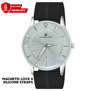 Universe Point Magnetic Lock & Silicone Rubber Straps Watch