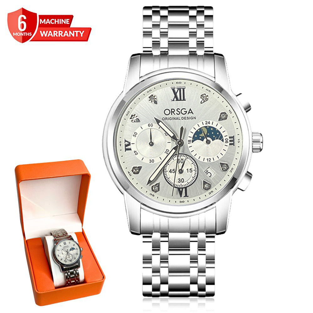 ORSGA Chronograph Quartz Stainless Steel Chain Watch for Men