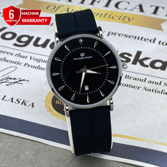 Universe Point Premium Design Round Dial Magnetic Lock & Silicone Rubber Straps Watch For Men