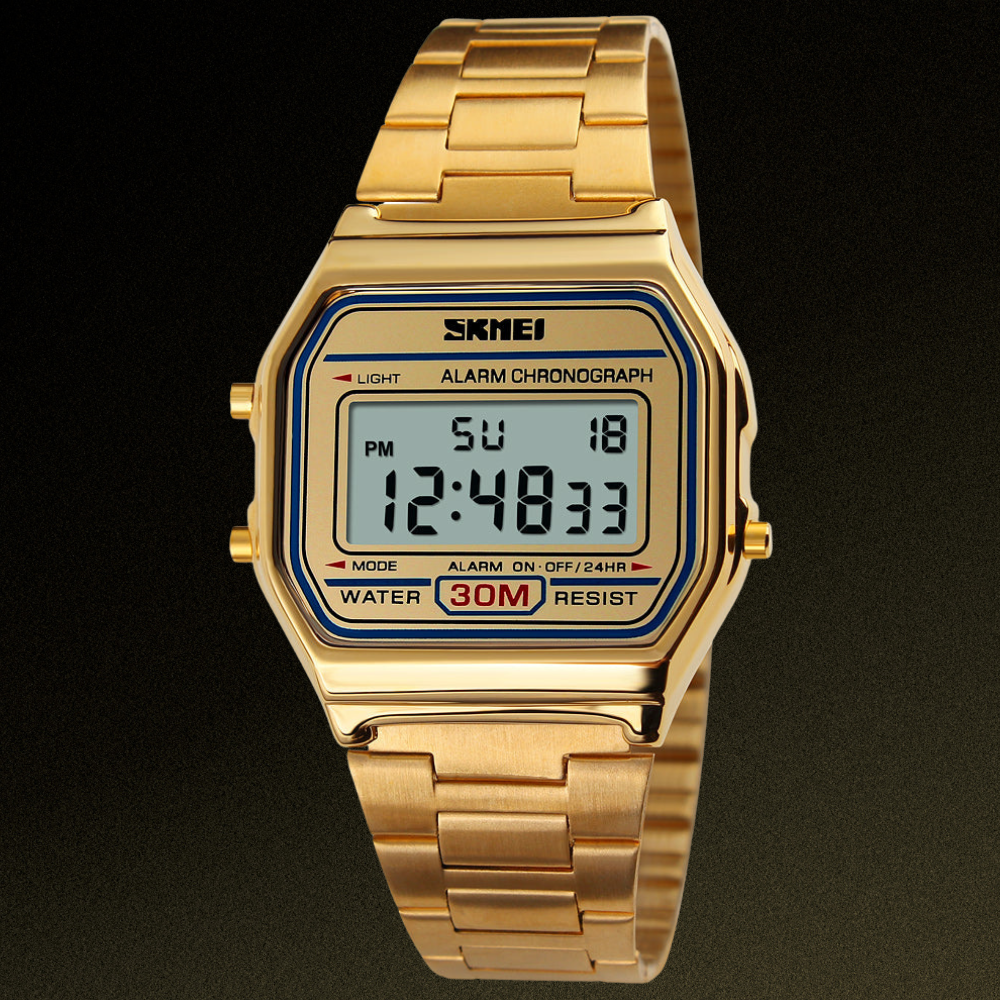 SKMEI-1123 Digital Display Stainless Steel Made Water Resistant Watch For Men