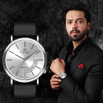 TOMI T-018 Classic Slim Design Analog Time Strap Watch For Men With Date Display