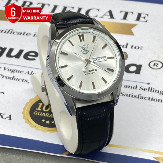 Carrera Tag Heuer - Master Lock, Day & Date , Leather Strap Watch