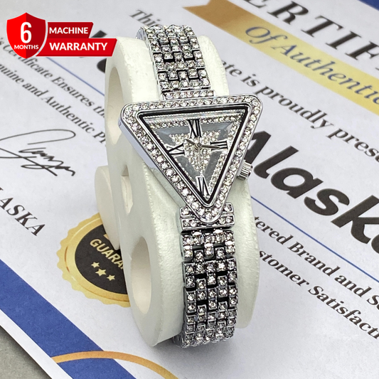 Luxury Iced Out Design Triangle Shape Dial Ladies Chain Watch - A Perfect Gift For Her