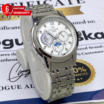 FNGEEN 1853 Round Dial Stainles Steel Chain Watch For Men With Date Display