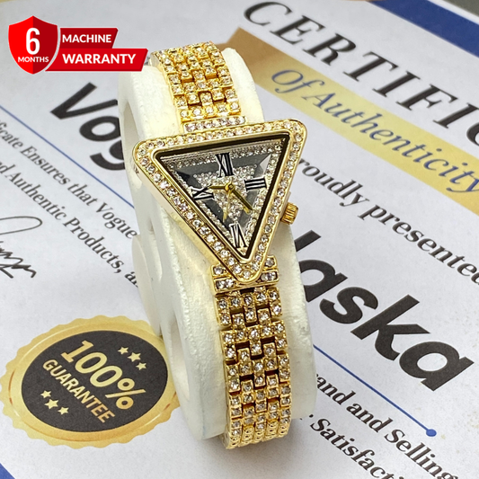 Luxury Iced Out Design Triangle Shape Dial Ladies Chain Watch - A Perfect Gift For Her