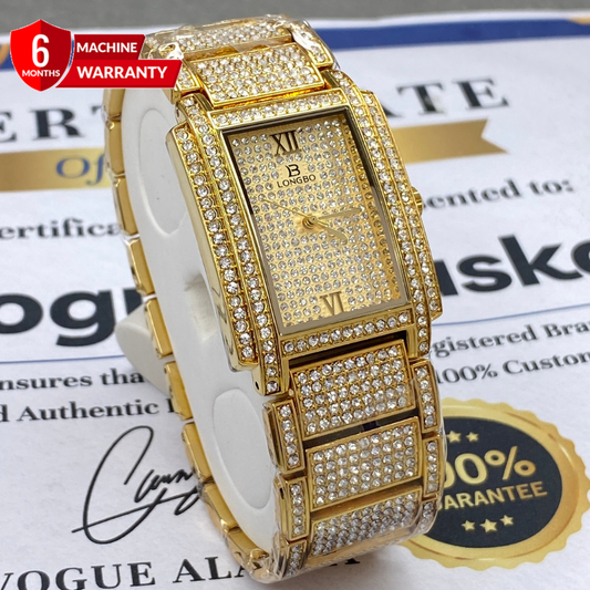 Longbo Luxury Iced Out Design Stainless Steel Made Chain Watch For Men