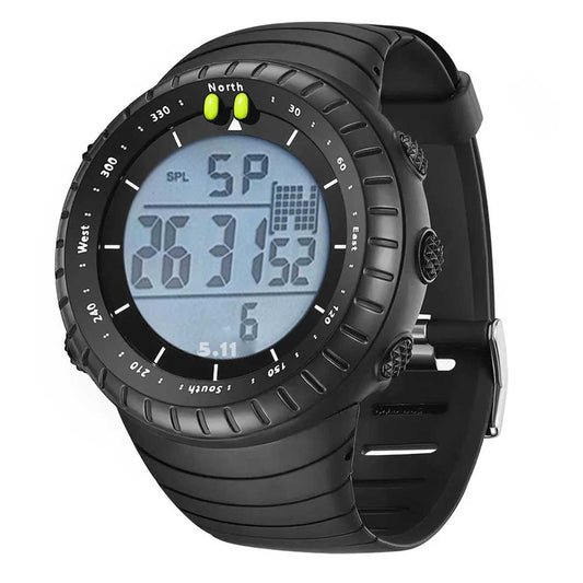 Digital Display Round Dial Rotatable Bezel Multifunctional Sports Watch For Men