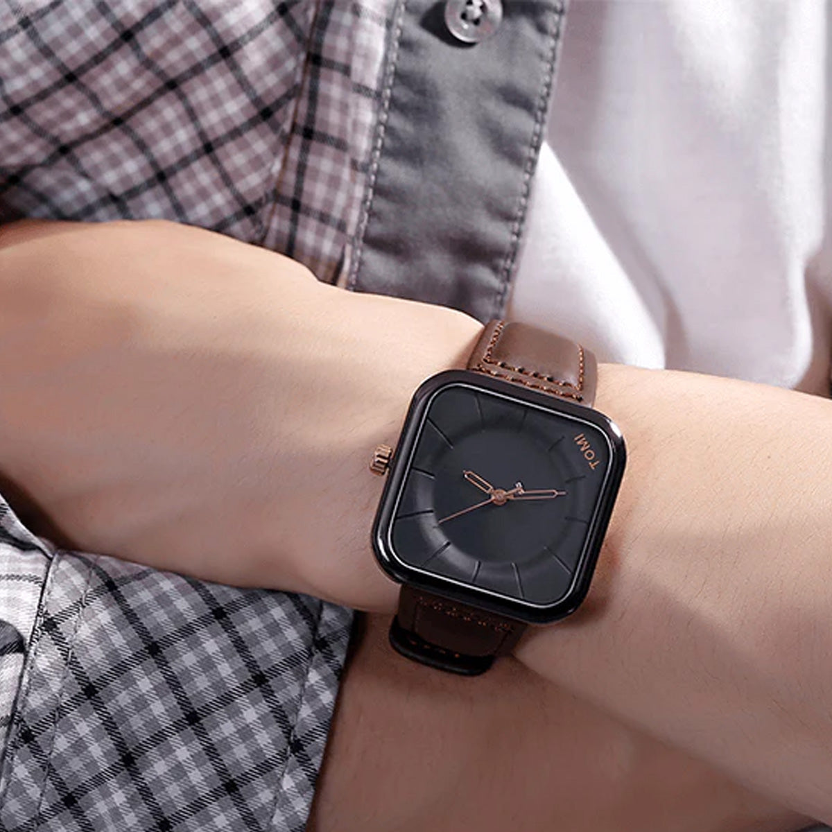 TOMI T093-Original Square Dial Straps Watch for Men
