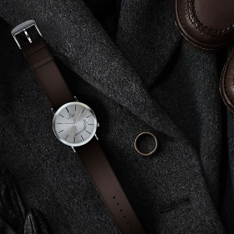 TOMI T-018 Classic Slim Design Analog Time Strap Watch For Men With Date Display